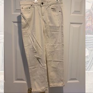 White ripped capris